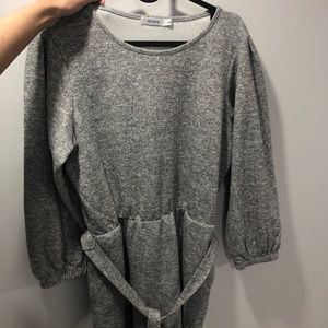 Cozy belted sweater dress